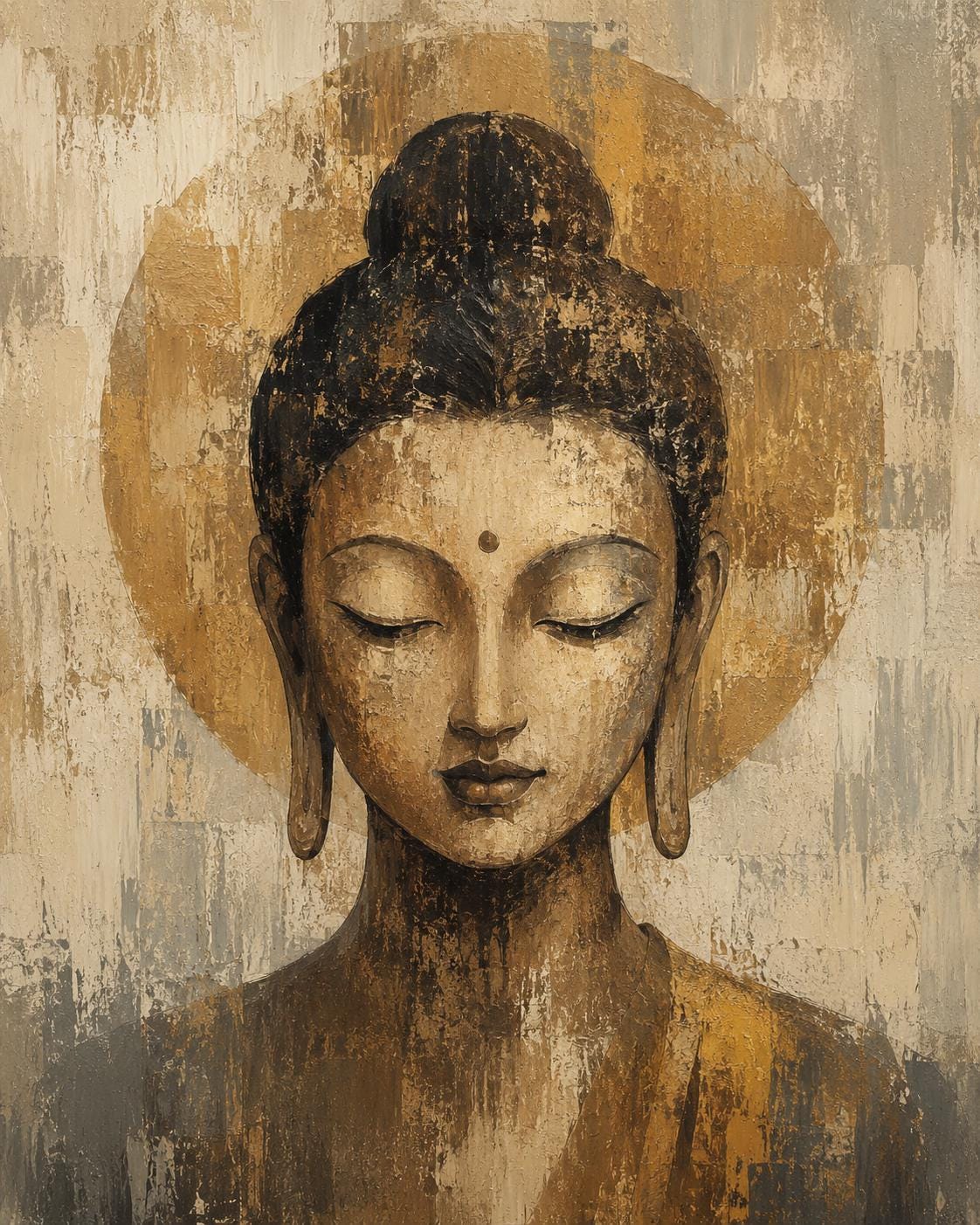 Buddha in Meditazione Oro e Beige: vista 3 del prodotto