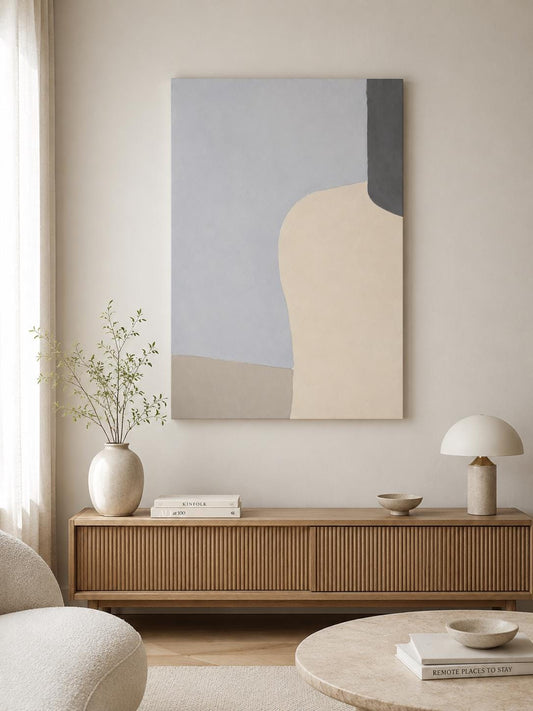 Arte Astratta Minimalista Beige e Grigio: stampa artistica da parete