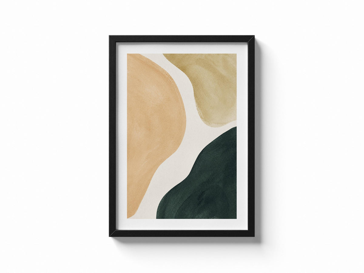 Quadro astratto beige sabbia e verde scuro: vista 5 del prodotto