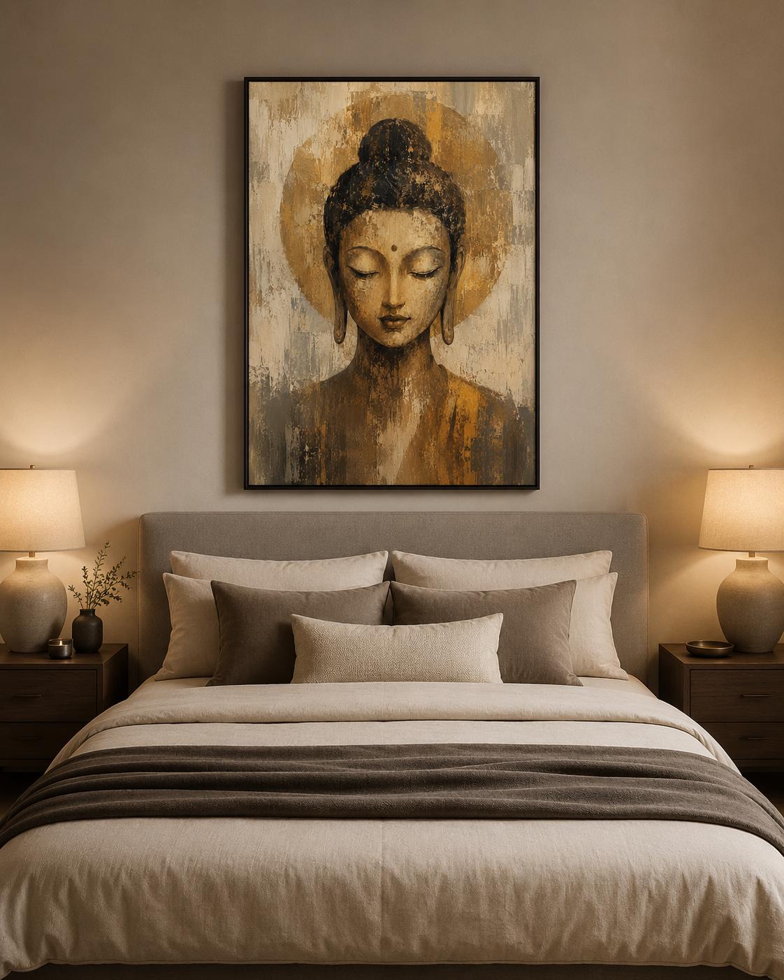 Buddha in Meditazione Oro e Beige: vista 2 del prodotto