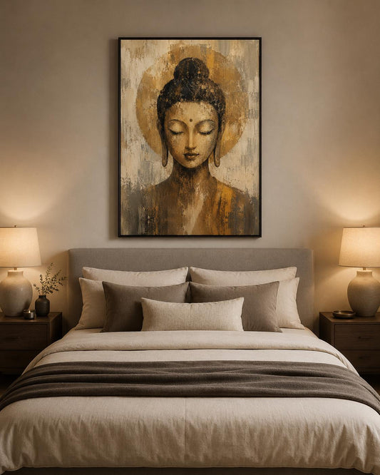 Buddha in Meditazione Oro e Beige: vista 2 del prodotto