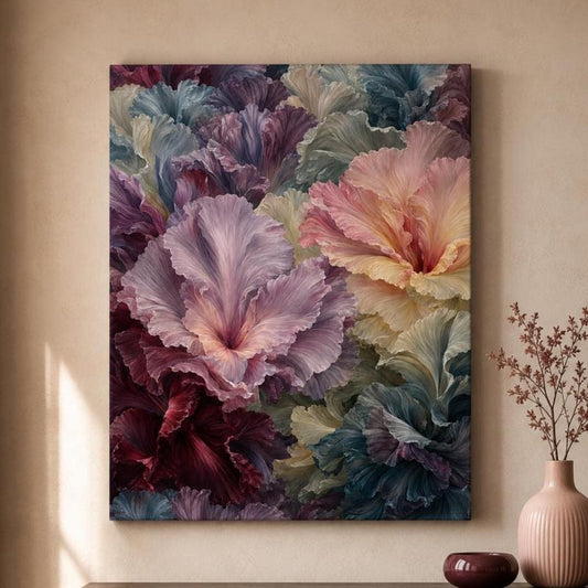 Quadro Floreale Rosa e Bordeaux: stampa artistica da parete