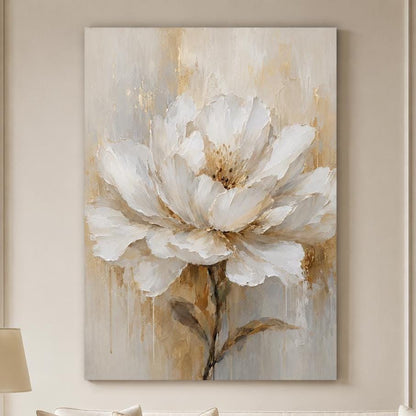 Quadro floreale bianco e oro: stampa artistica da parete