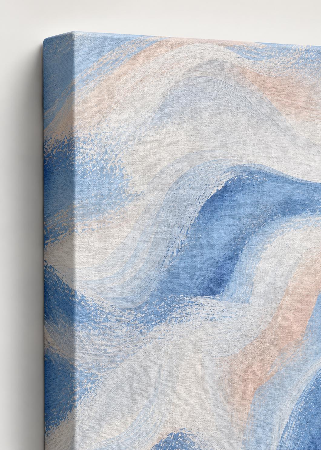 Quadro astratto azzurro e rosa pastello: vista 4 del prodotto