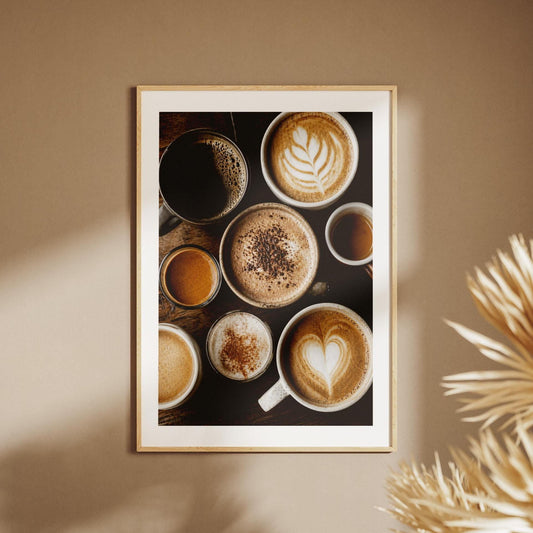 Quadro caffè e cappuccino per cucina: stampa artistica da parete