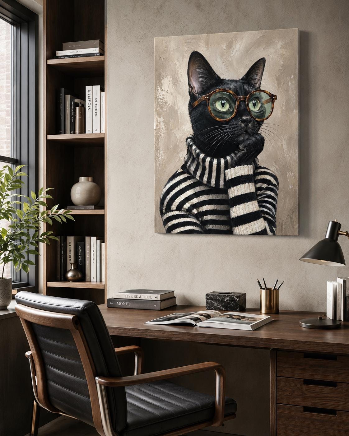Quadro gatto nero con occhiali: vista 4 del prodotto