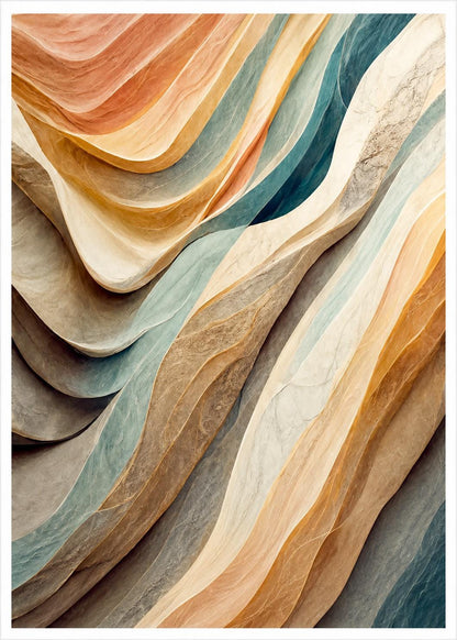 Quadro astratto materico beige, terracotta e azzurro: vista 2 del prodotto