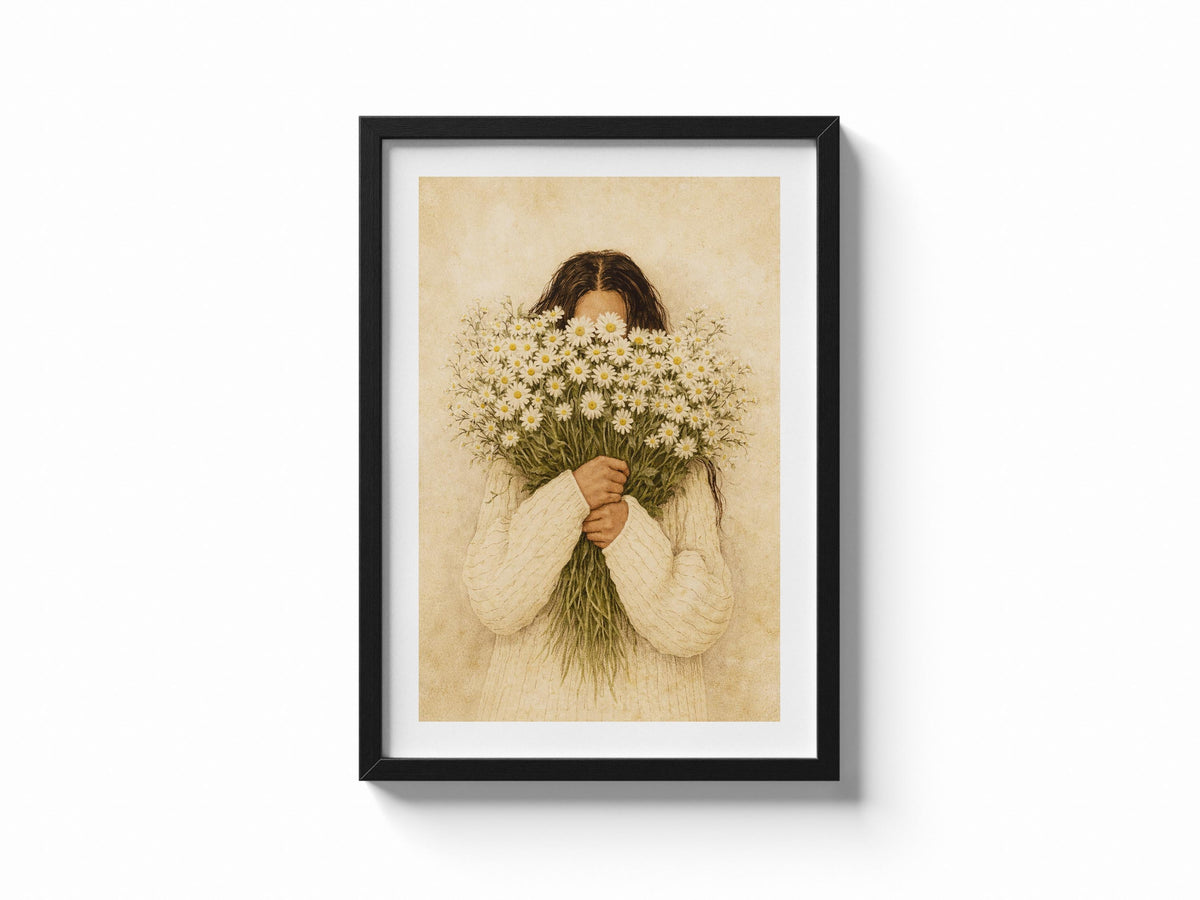 Quadro donna con margherite: vista 5 del prodotto