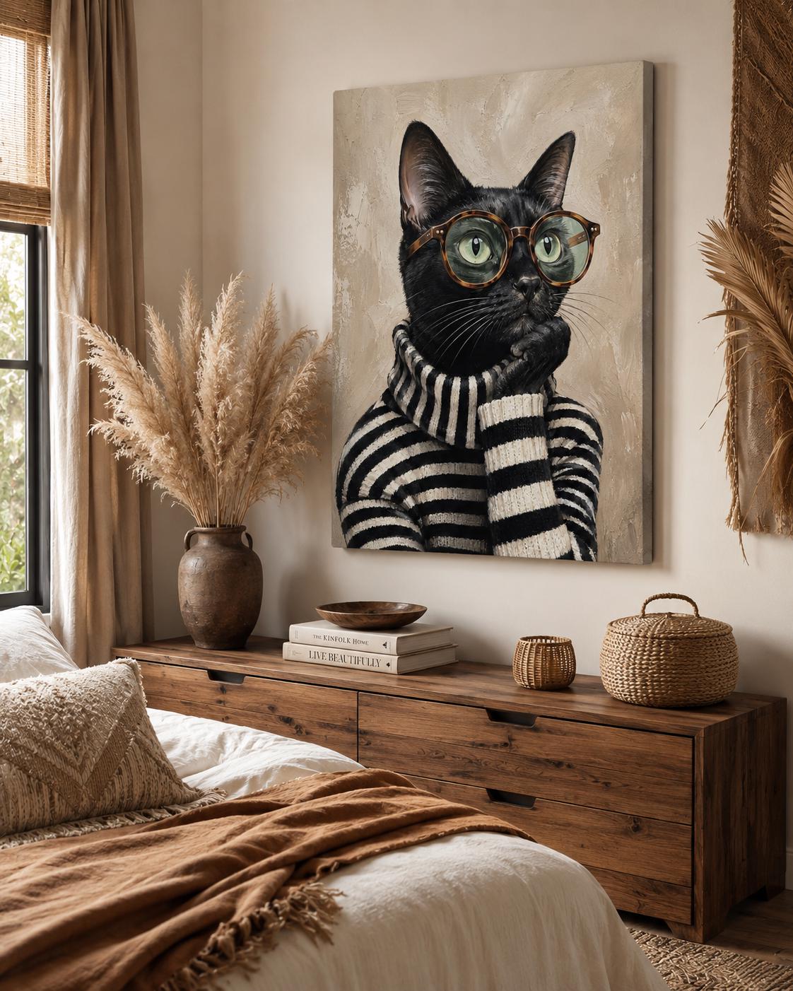 Quadro gatto nero con occhiali: vista 5 del prodotto