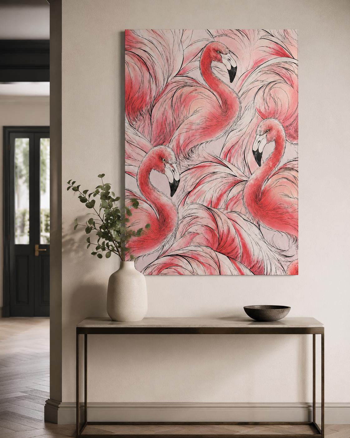 Quadro fenicotteri rosa tropicale: vista 4 del prodotto