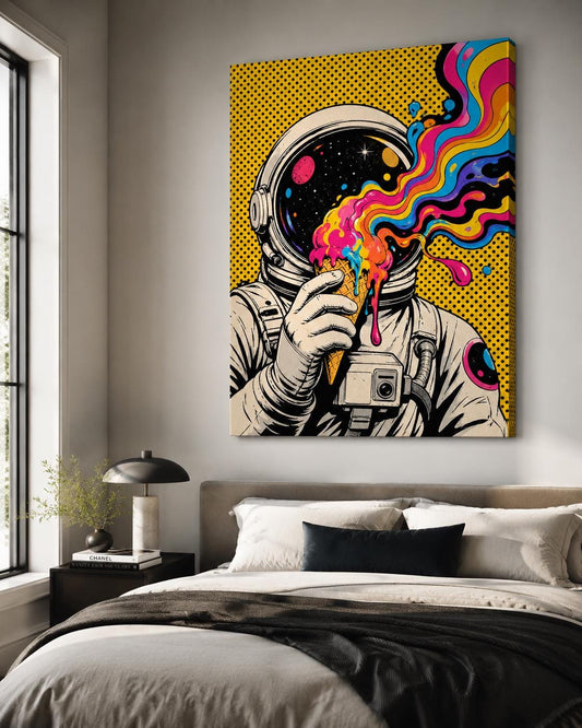 Quadro astronauta pop art con gelato colorato: vista 2 del prodotto