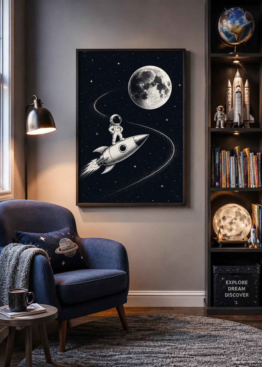 Quadro astronauta su razzo per cameretta: vista 5 del prodotto