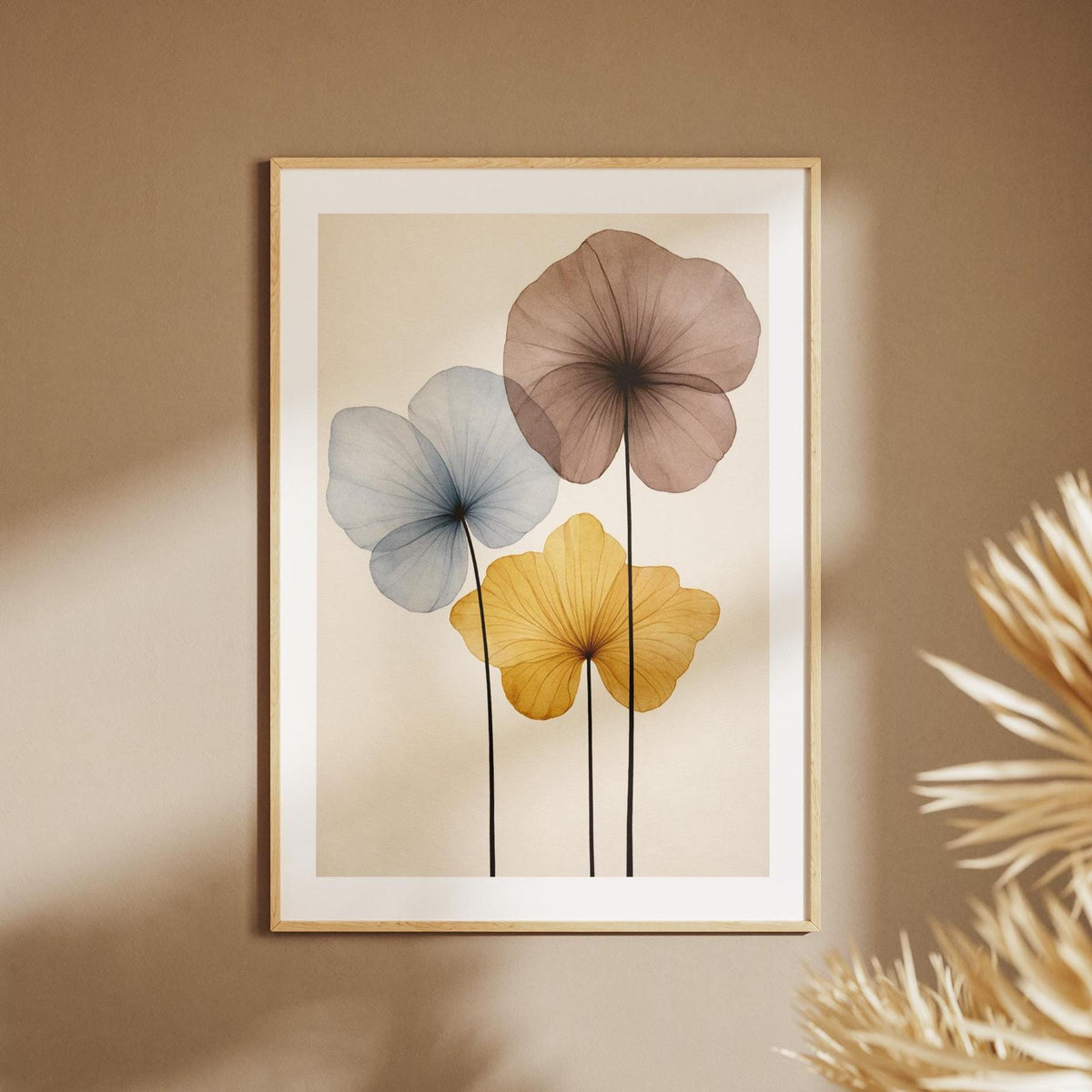 Tre Petali di Luce: stampa artistica da parete