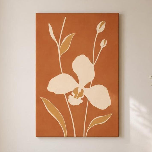 Fiore Minimalista Terracotta e Beige: stampa artistica da parete