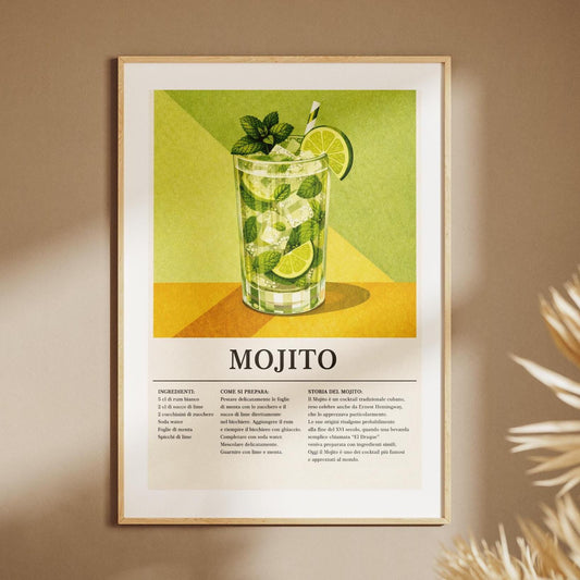 Poster Mojito Vintage con Ricetta: stampa artistica da parete