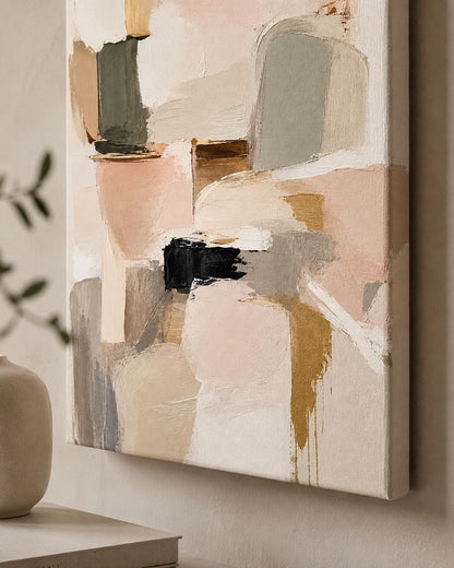 Quadro astratto beige e rosa cipria: vista 3 del prodotto