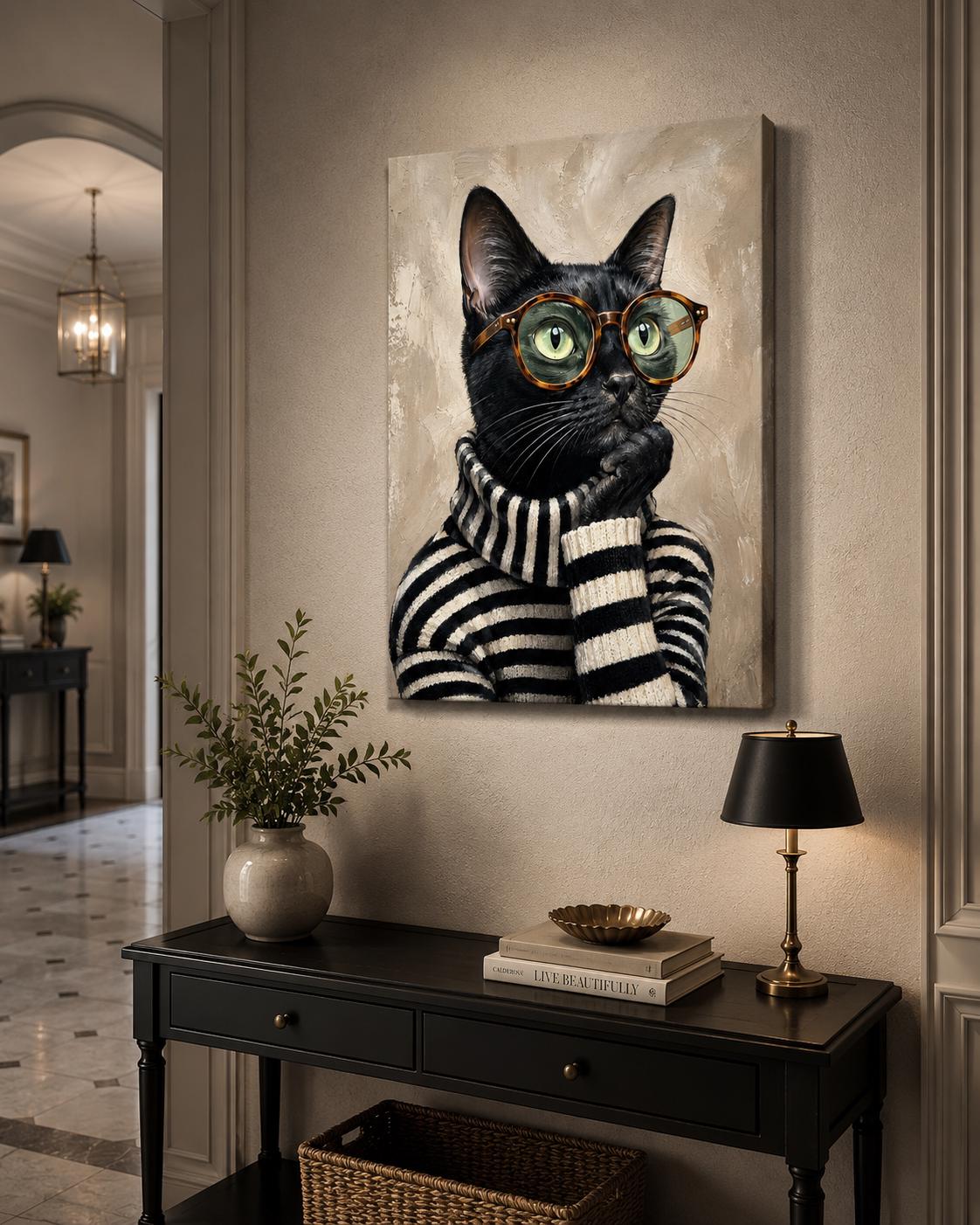 Quadro gatto nero con occhiali: vista 6 del prodotto