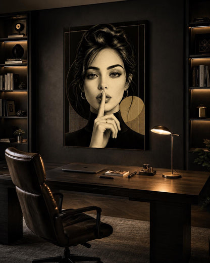 Quadro donna elegante bianco nero e oro: vista 6 del prodotto