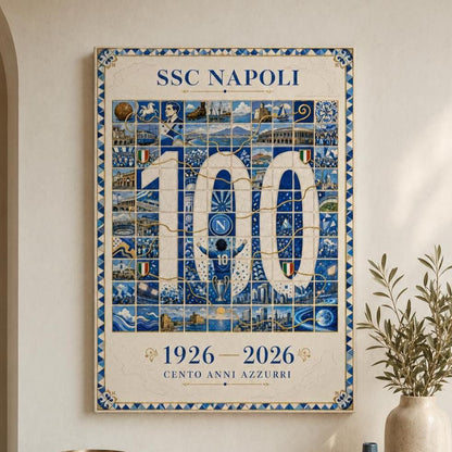 SSC Napoli 100 anni – Poster celebrativo vintage: stampa artistica da parete