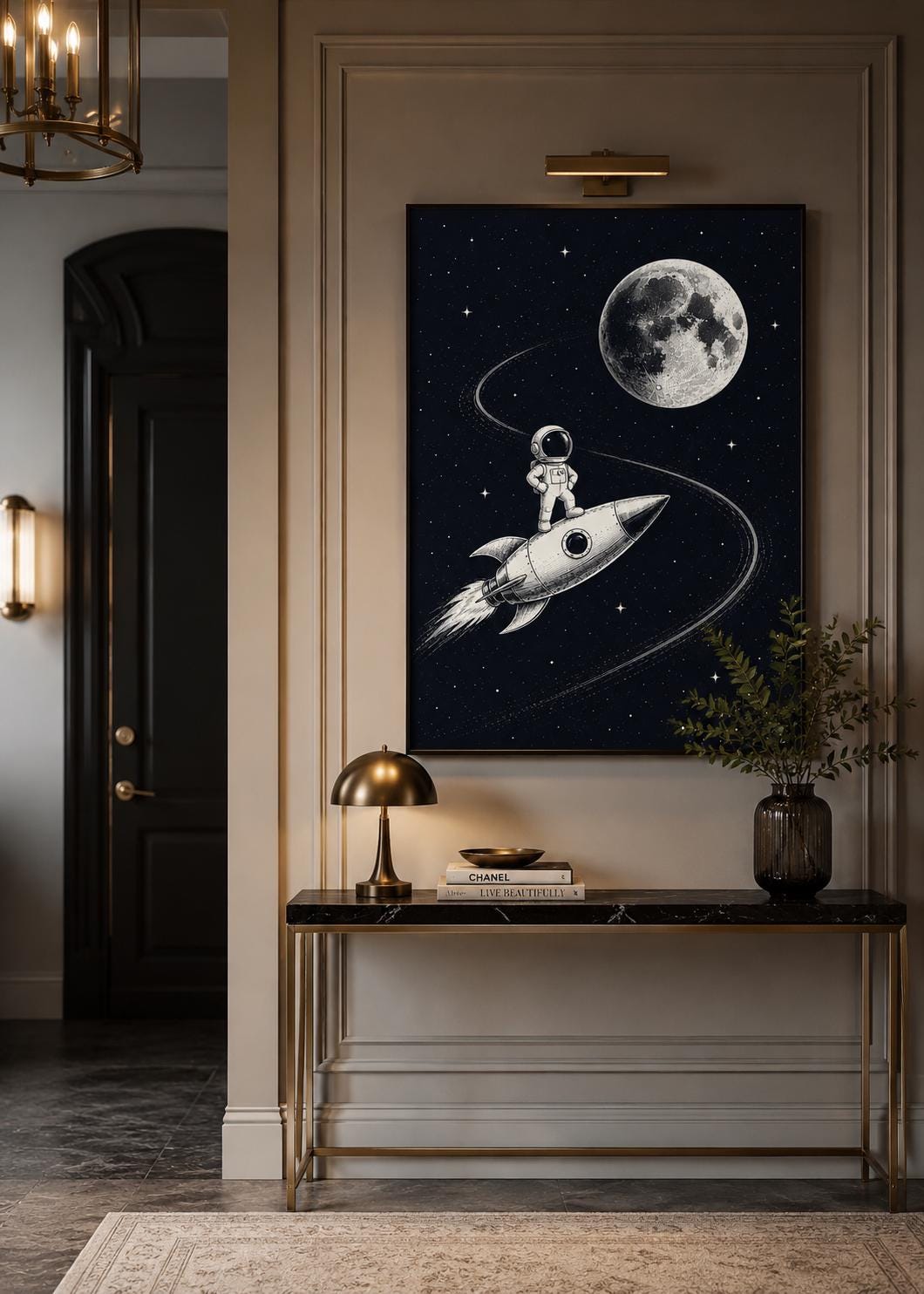 Quadro astronauta su razzo per cameretta: vista 6 del prodotto