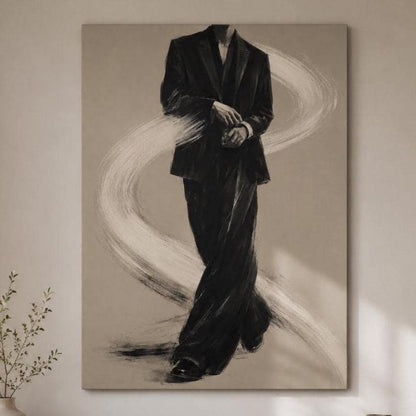 Uomo Elegante in Abito Nero: stampa artistica da parete