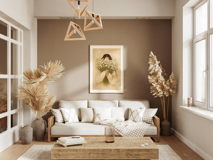 Quadro donna con margherite: vista 4 del prodotto