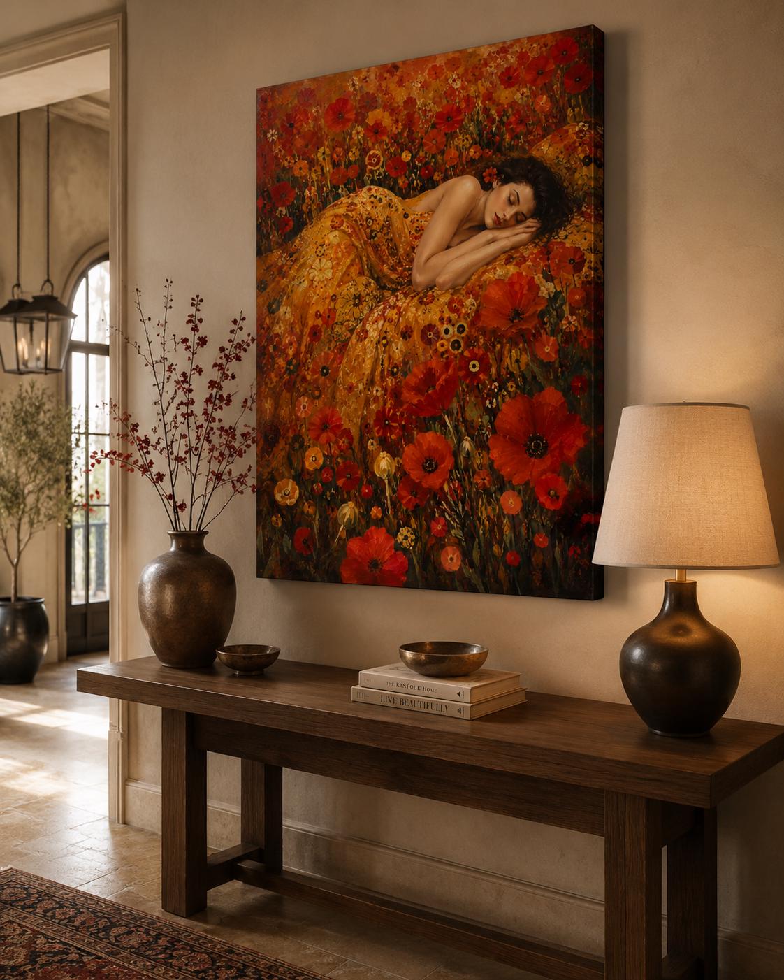 Quadro donna tra papaveri rossi: vista 4 del prodotto