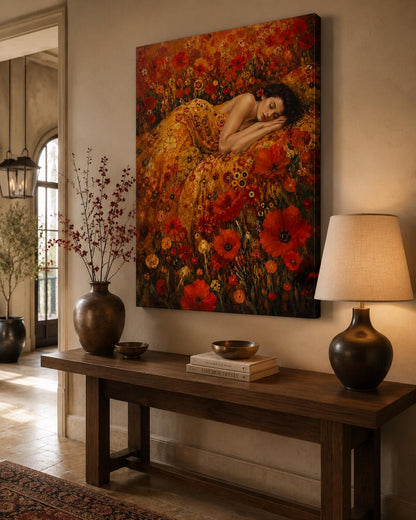 Quadro donna tra papaveri rossi: vista 4 del prodotto