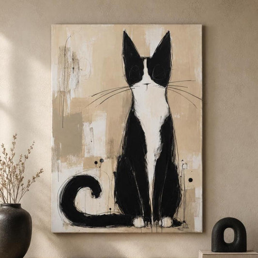 Gatto Bianco e Nero: stampa artistica da parete