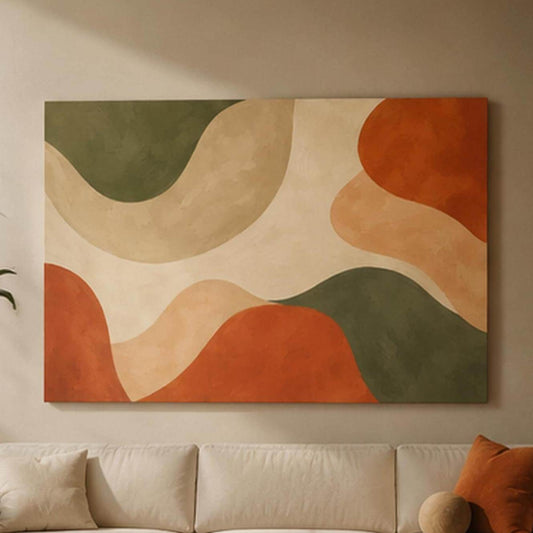 Quadro Astratto Terracotta e Verde Oliva: stampa artistica da parete