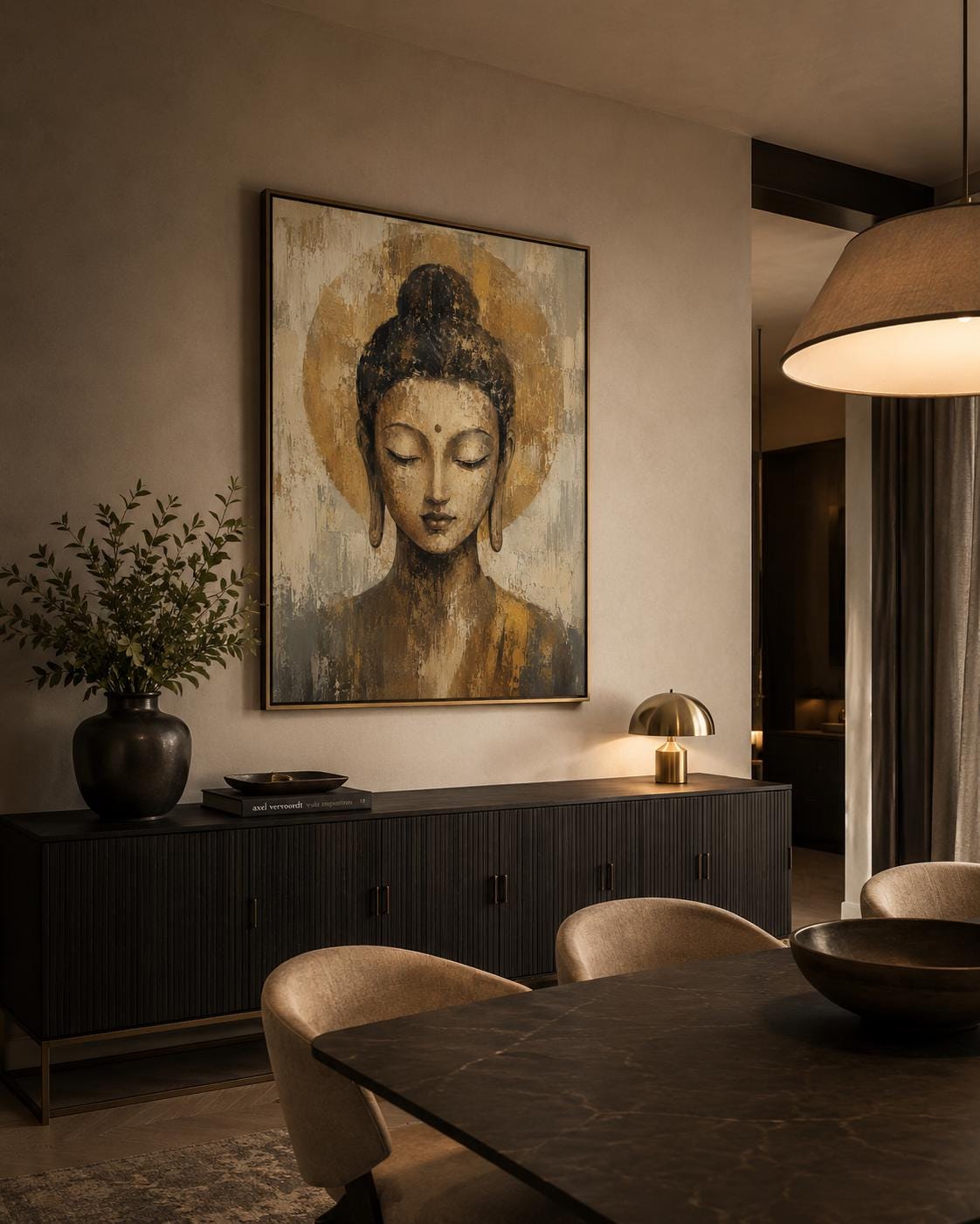 Buddha in Meditazione Oro e Beige: vista 4 del prodotto