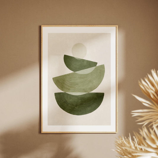 Quadro astratto verde salvia minimal: stampa artistica da parete