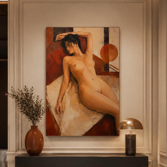 Quadro figura femminile artistica terracotta: stampa artistica da parete
