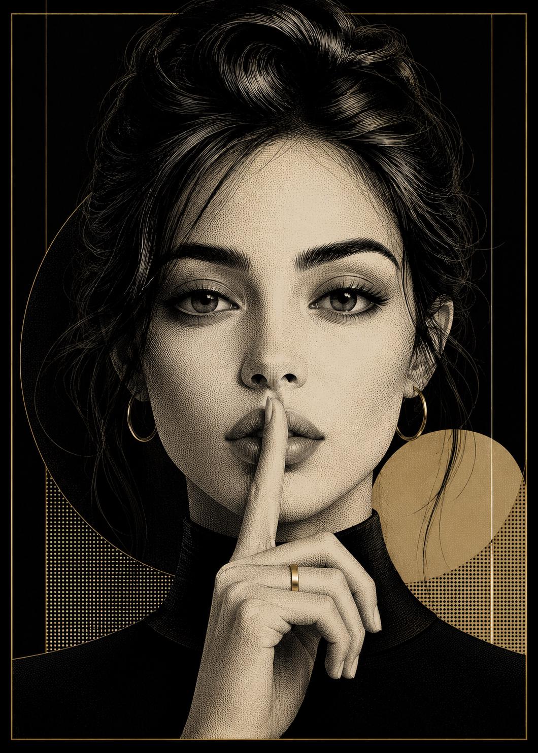 Quadro donna elegante bianco nero e oro: vista 3 del prodotto