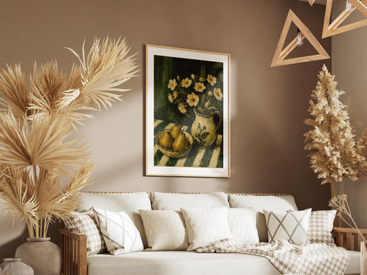 Quadro still life con fiori e pere: vista 2 del prodotto