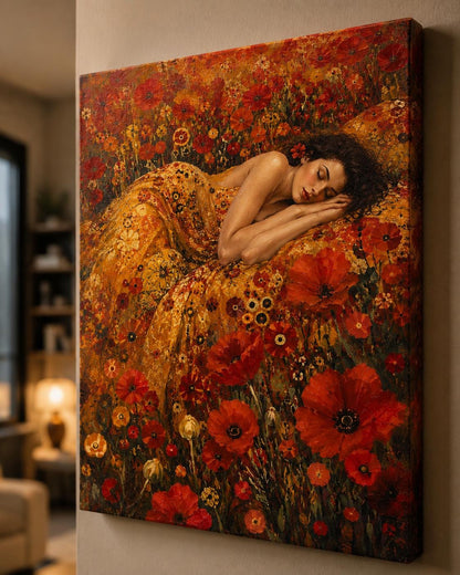 Quadro donna tra papaveri rossi: vista 2 del prodotto