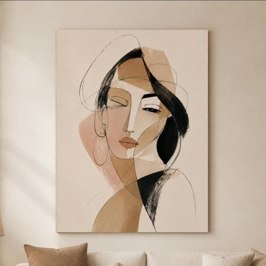 Quadro volto donna astratto moderno: stampa artistica da parete