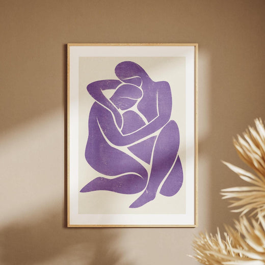 Quadro coppia abbracciata viola minimal