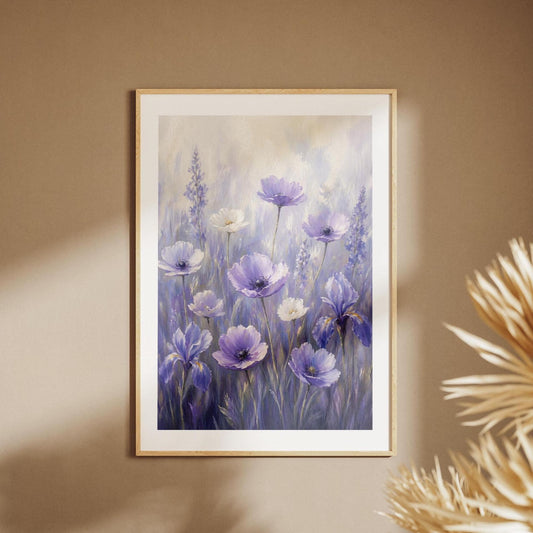 Quadro floreale lilla e viola: stampa artistica da parete