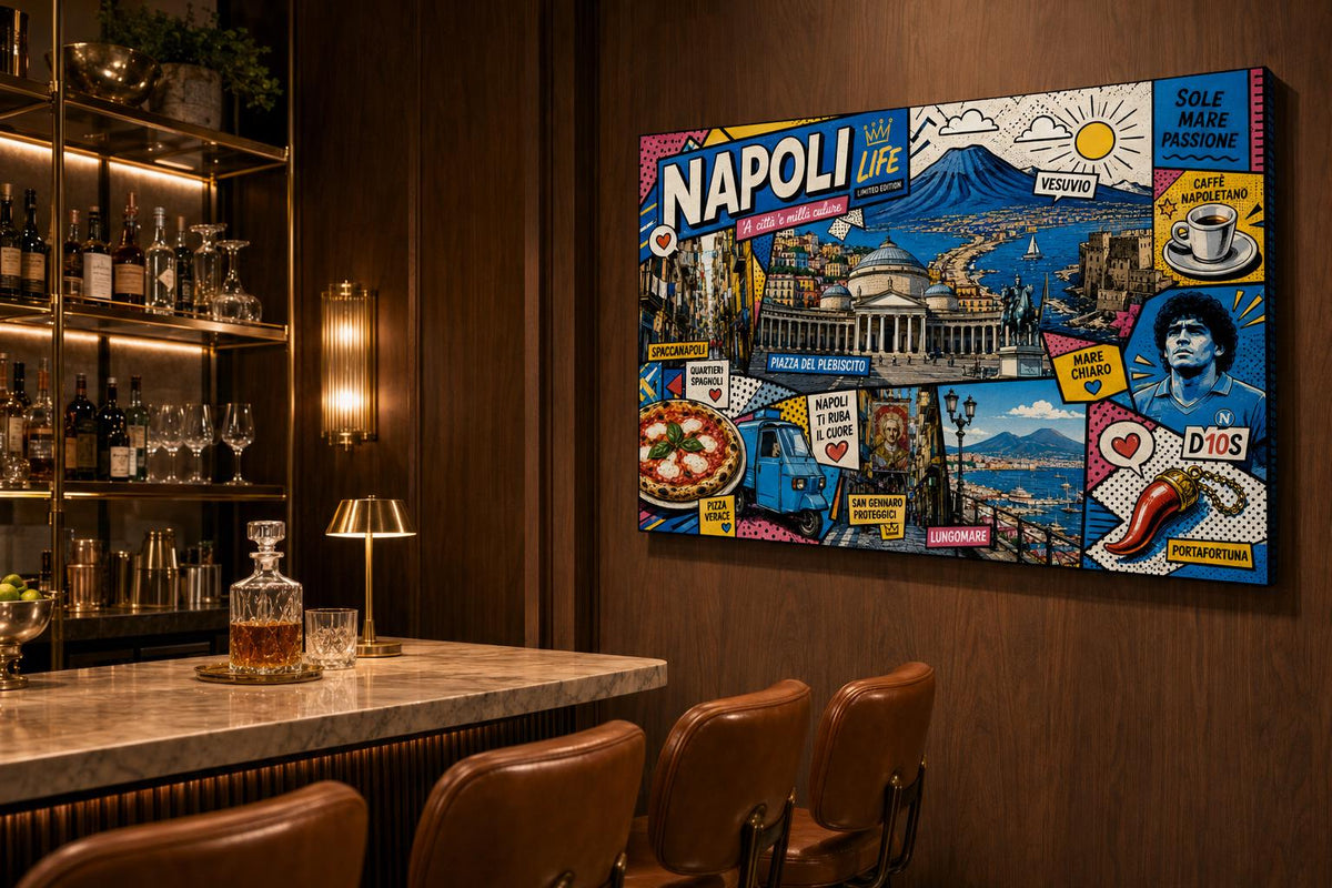 Quadro Napoli Pop Art – Vesuvio e cuore azzurro: vista 5 del prodotto