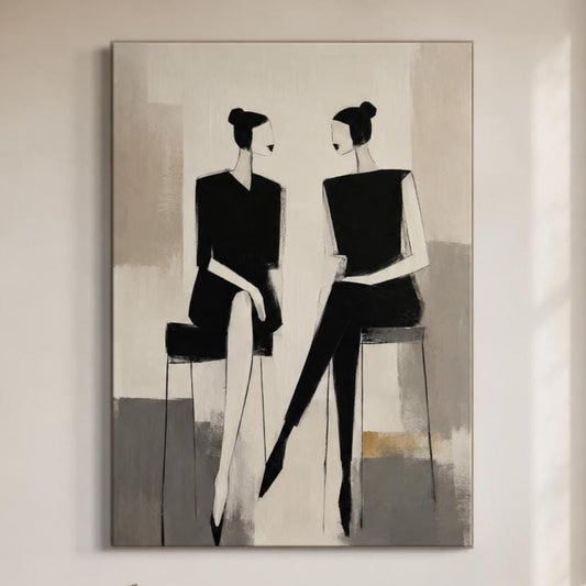 Quadro Donne Minimaliste in Bianco e Nero: stampa artistica da parete