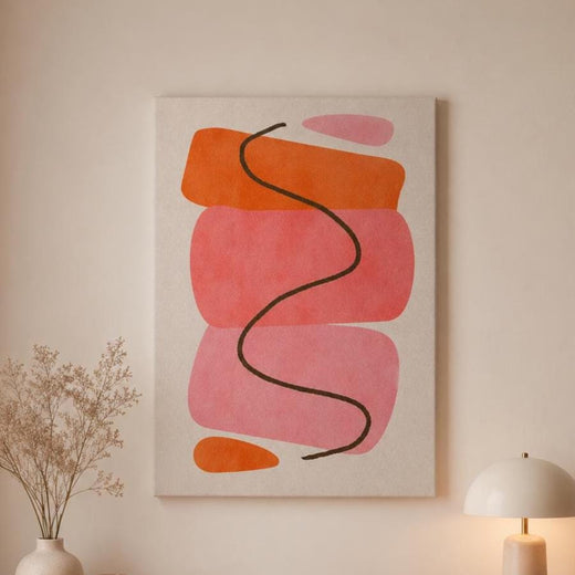 Quadro astratto rosa e arancione minimal