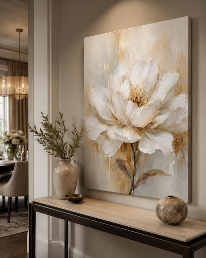Quadro floreale bianco e oro: vista 3 del prodotto