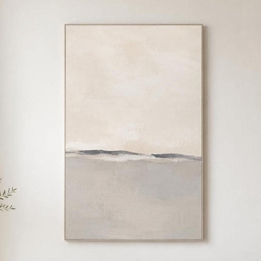Quadro Astratto Minimalista Beige e Grigio: stampa artistica da parete