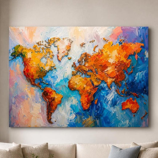 Mappamondo Astratto Colorato: stampa artistica da parete