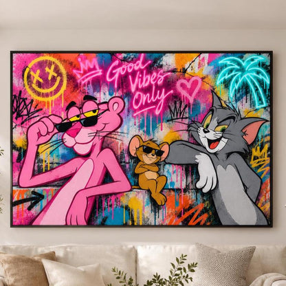 Poster digitale street art pop con graffiti neon - Download da stampare