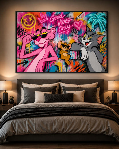 Poster digitale street art pop con graffiti neon - Download da stampare