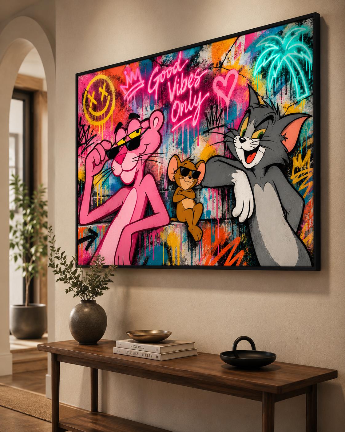 Poster digitale street art pop con graffiti neon - Download da stampare