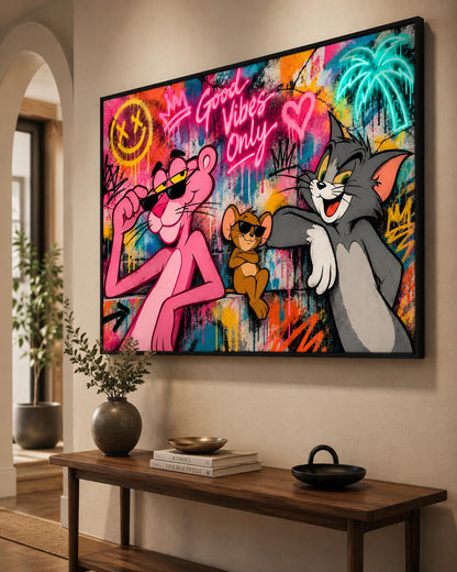 Poster digitale street art pop con graffiti neon - Download da stampare