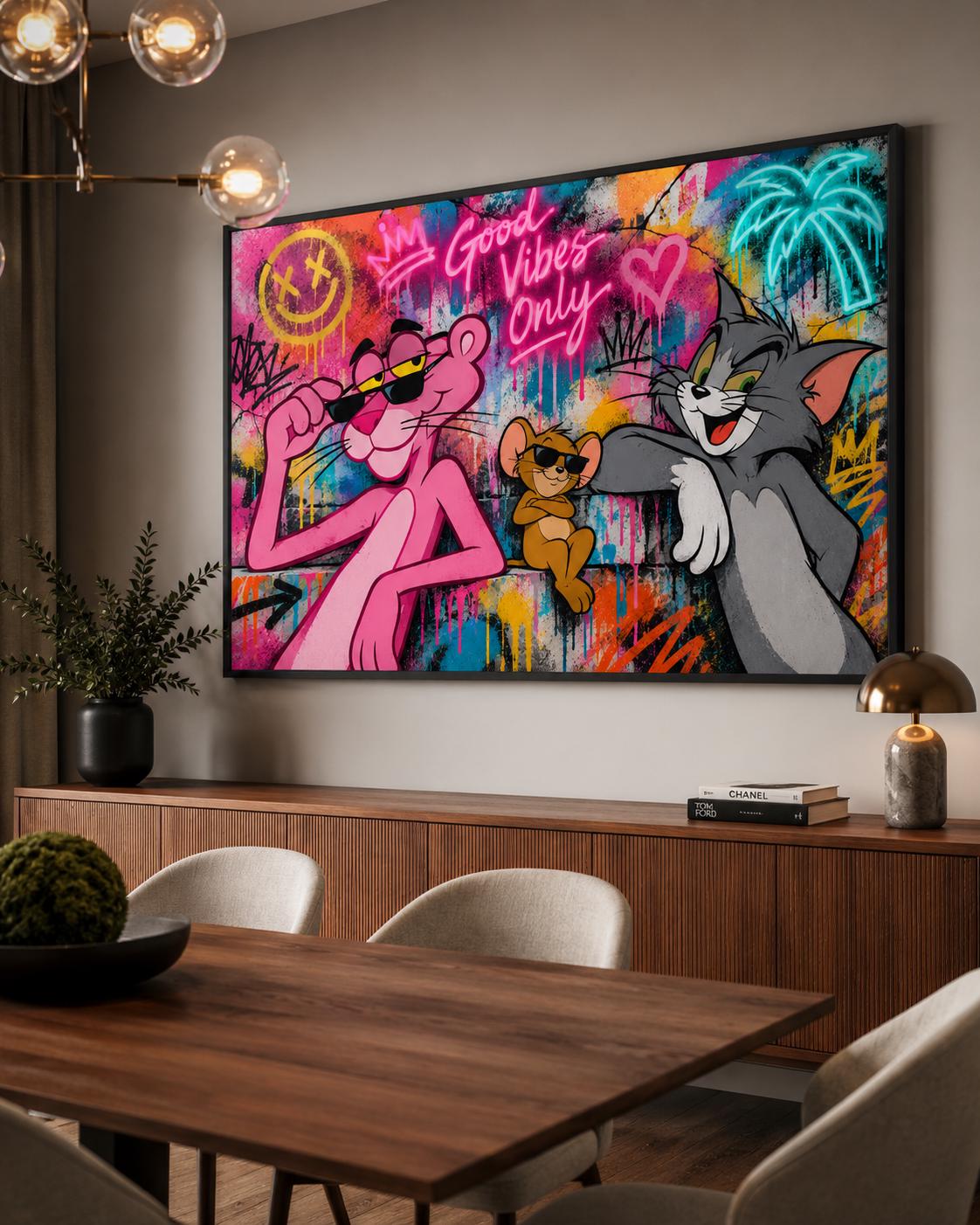 Poster digitale street art pop con graffiti neon - Download da stampare
